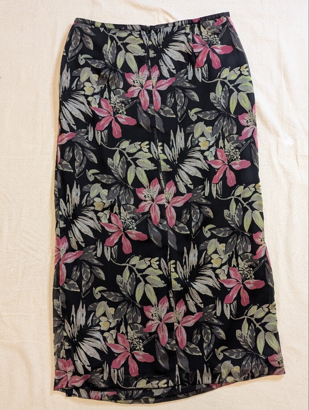 Preston & York Black Column Maxi Skirt with Pink and Green Floral Print - Picture 5 of 9